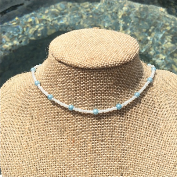 Brandy Melville Jewelry - Blue and white bead choker